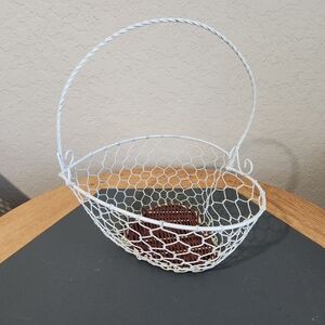 Vintage Shabby Chic Wire Heart Shaped Basket